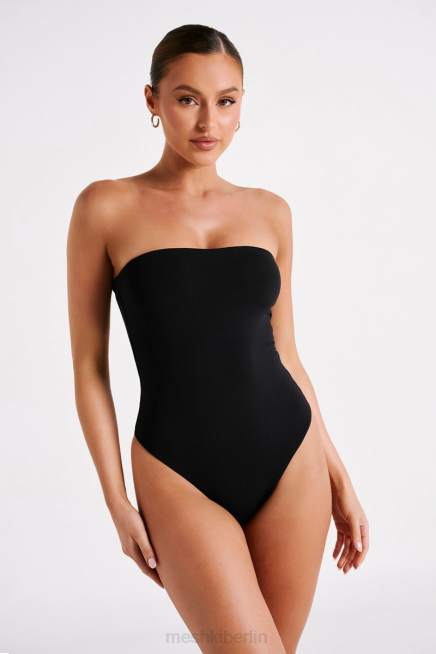 Kleidung Meshki Leighton trägerloser Body aus recyceltem Nylon Schwarz 2F8B776