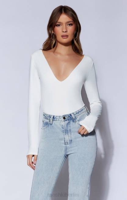 Kleidung Meshki NIA Langarm-Body mit V-Ausschnitt Weiß 2F8B948