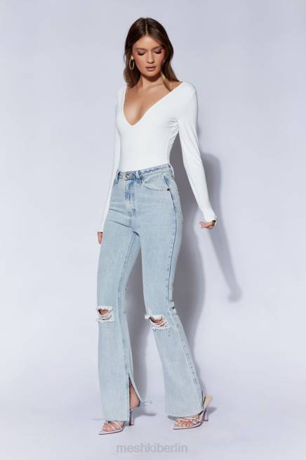 Kleidung Meshki NIA Langarm-Body mit V-Ausschnitt Weiß 2F8B948