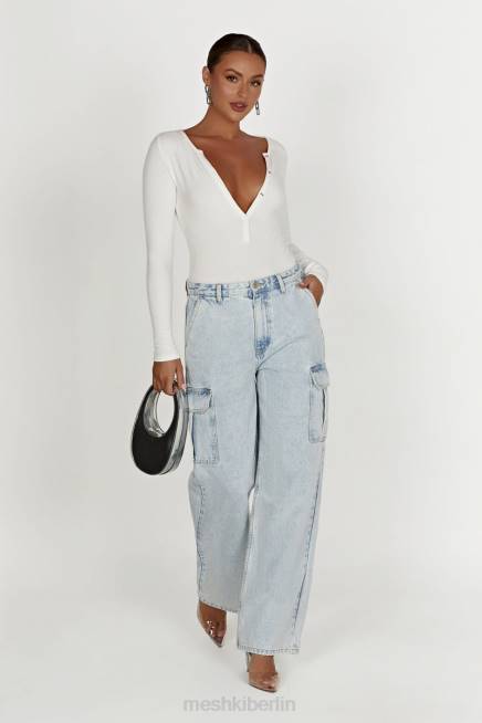 Kleidung Meshki Naomi Langarm-Body Weiß 2F8B925