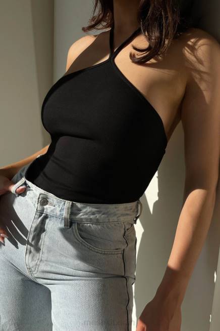 Kleidung Meshki Neckholder-Body aus Rippstrick von Arden Schwarz 2F8B979