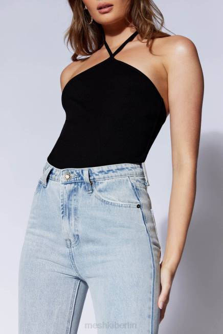 Kleidung Meshki Neckholder-Body aus Rippstrick von Arden Schwarz 2F8B979