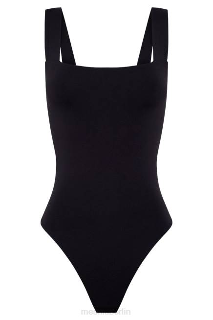 Kleidung Meshki Tragen Sie einen Body mit dicken Trägern Schwarz 2F8B882