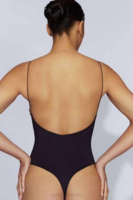 Kleidung Meshki Valeria Body mit tiefem Rücken und dünnen Trägern Schwarz 2F8B887