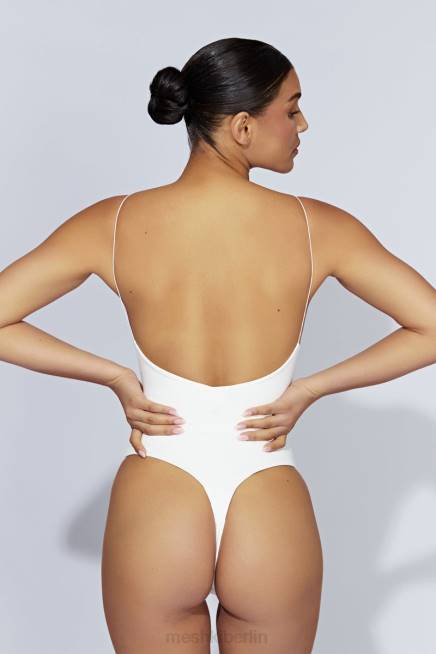 Kleidung Meshki Valeria Body mit tiefem Rücken und dünnen Trägern Weiß 2F8B1086