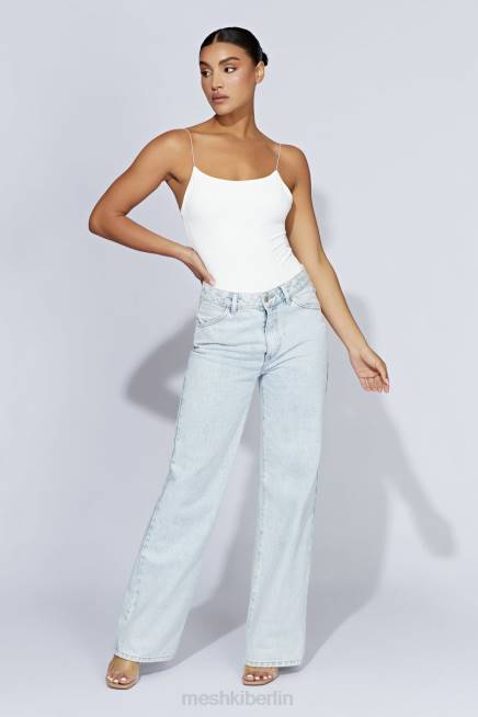 Kleidung Meshki Valeria Body mit tiefem Rücken und dünnen Trägern Weiß 2F8B1086