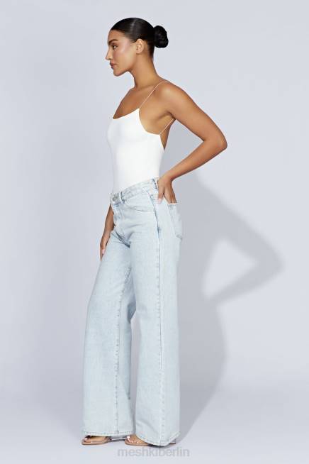 Kleidung Meshki Valeria Body mit tiefem Rücken und dünnen Trägern Weiß 2F8B1086