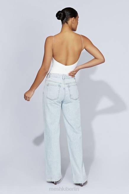 Kleidung Meshki Valeria Body mit tiefem Rücken und dünnen Trägern Weiß 2F8B1086