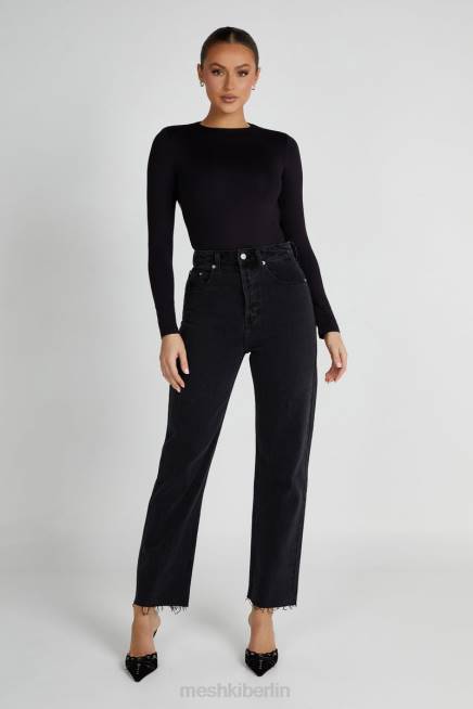 Kleidung Meshki Wrenley recycelter langärmliger Body mit Cut-Outs Schwarz 2F8B836