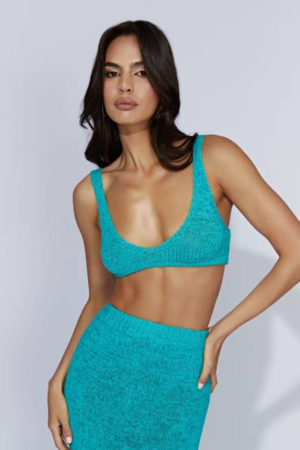 Kleidung Meshki Mary Strick-Bralette Aquamarin 2F8B1140
