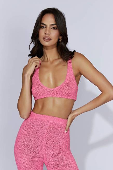 Kleidung Meshki Mary Strick-Bralette Kaugummirosa 2F8B1108