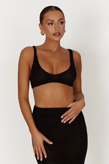 Kleidung Meshki Mary Strick-Bralette Schwarz 2F8B891