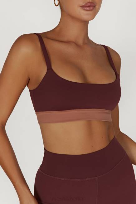 Kleidung Meshki Nickie zweifarbiges Sport-Bralette Mahagoni/Tan 2F8B1064