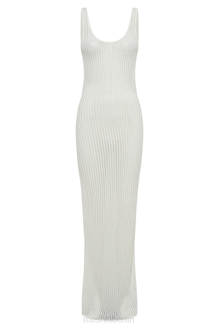 Kleidung Meshki Abbey Ladder-Strick-Maxikleid mit Wasserfallausschnitt Weiß 2F8B253