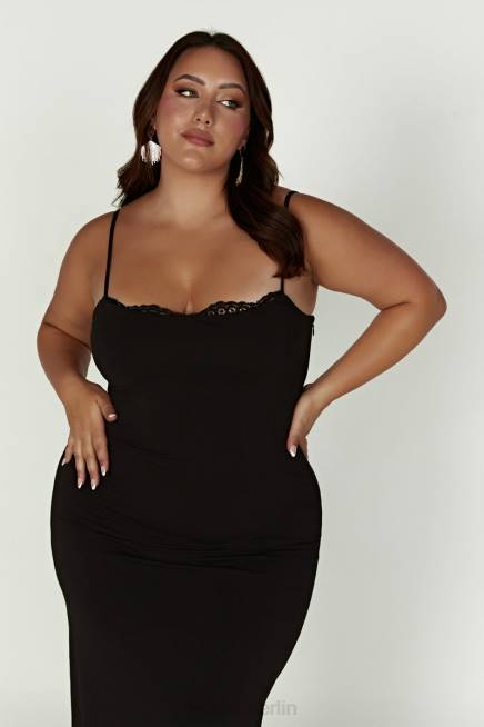 Kleidung Meshki Amorette-Maxikleid mit Spitzenbesatz Schwarz 2F8B287