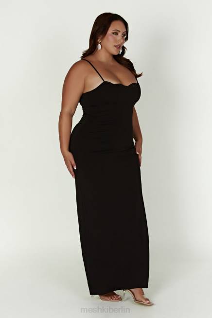 Kleidung Meshki Amorette-Maxikleid mit Spitzenbesatz Schwarz 2F8B287