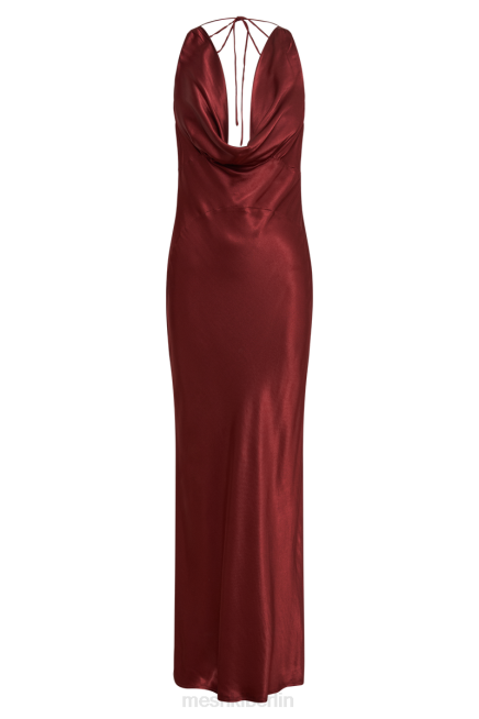Kleidung Meshki Angelique Satin-Maxikleid mit Wasserfallausschnitt hinten Beere 2F8B57