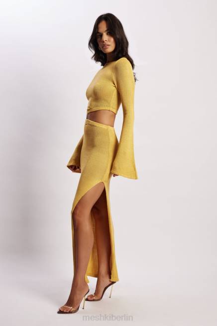 Kleidung Meshki Anna Strickkleid mit ausgestellten Ärmeln Gelb 2F8B356