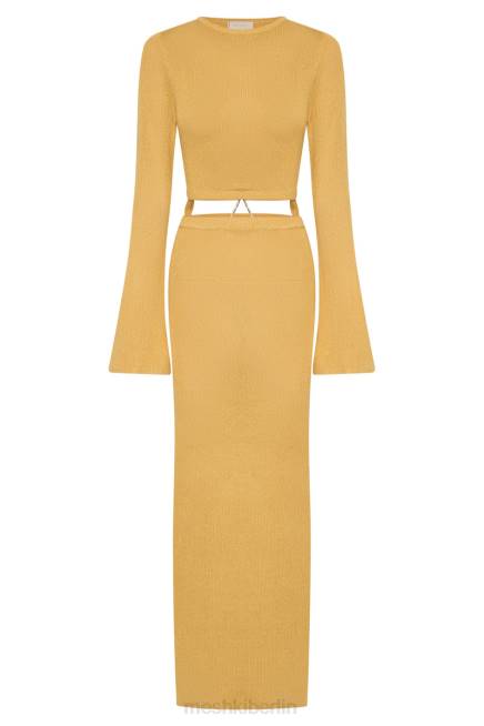 Kleidung Meshki Anna Strickkleid mit ausgestellten Ärmeln Gelb 2F8B356