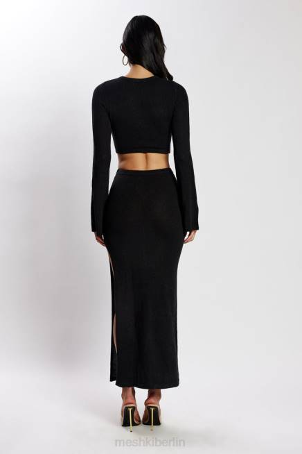 Kleidung Meshki Anna Strickkleid mit ausgestellten Ärmeln Schwarz 2F8B327