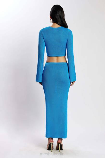 Kleidung Meshki Anna Strickkleid mit ausgestellten Ärmeln azurblau 2F8B748