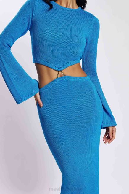 Kleidung Meshki Anna Strickkleid mit ausgestellten Ärmeln azurblau 2F8B748