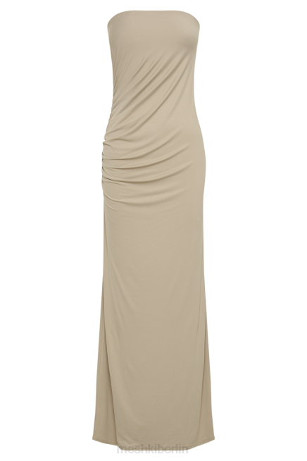 Kleidung Meshki Astraea drapiertes Maxikleid aus recyceltem Nylon Taupe 2F8B303