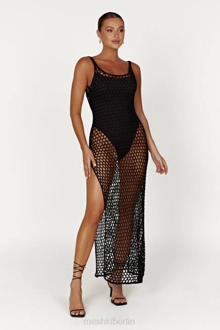 Kleidung Meshki Bodhi Häkel-Maxikleid Schwarz 2F8B541