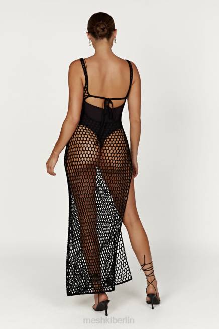 Kleidung Meshki Bodhi Häkel-Maxikleid Schwarz 2F8B541