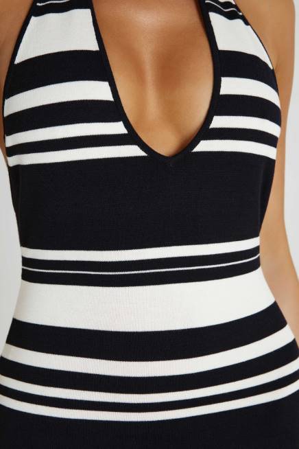 Kleidung Meshki Brienne-Streifen-Maxikleid Schwarz-Weiss 2F8B156