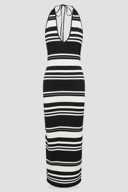 Kleidung Meshki Brienne-Streifen-Maxikleid Schwarz-Weiss 2F8B156