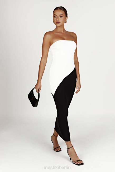 Kleidung Meshki Bristol zweifarbiges Strick-Maxikleid Schwarz 2F8B493