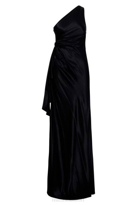 Kleidung Meshki Calliope One-Shoulder-Maxikleid Schwarz 2F8B353
