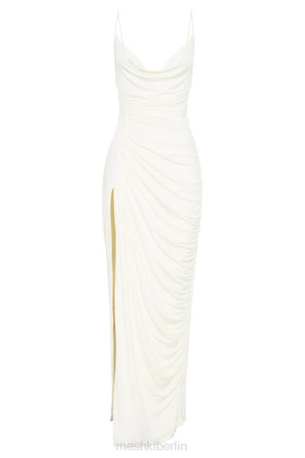 Kleidung Meshki Candice gerafftes Maxikleid Knochen 2F8B374