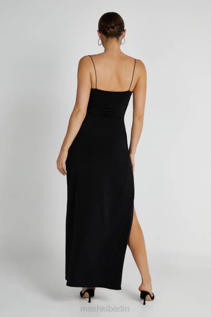 Kleidung Meshki Candice gerafftes Maxikleid Schwarz 2F8B161