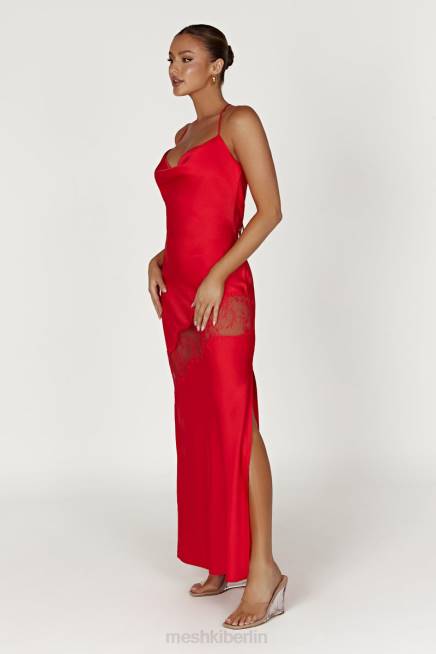 Kleidung Meshki Chandra Maxikleid aus Satin mit Spitzendetail Rot 2F8B283