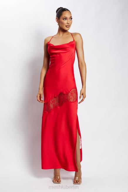 Kleidung Meshki Chandra Maxikleid aus Satin mit Spitzendetail Rot 2F8B283