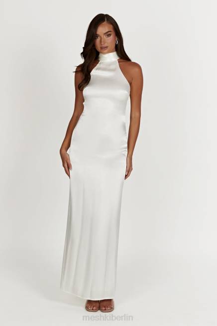 Kleidung Meshki Claire-Satin-Maxikleid mit drapiertem Rücken Weiß 2F8B187