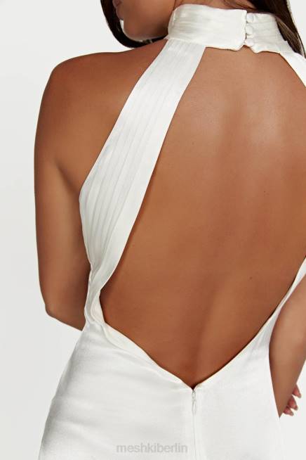 Kleidung Meshki Claire-Satin-Maxikleid mit drapiertem Rücken Weiß 2F8B187