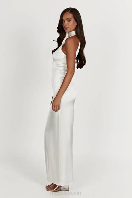 Kleidung Meshki Claire-Satin-Maxikleid mit drapiertem Rücken Weiß 2F8B187