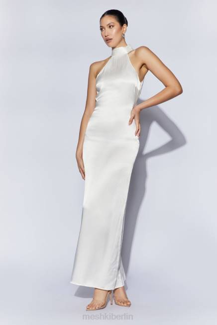 Kleidung Meshki Claire-Satin-Maxikleid mit drapiertem Rücken Weiß 2F8B187