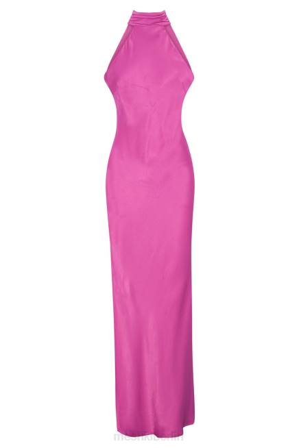 Kleidung Meshki Claire-Satin-Maxikleid mit drapiertem Rücken und Schlitz lila 2F8B749