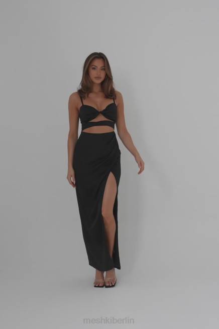 Kleidung Meshki Cleo Satinkleid Schwarz 2F8B326