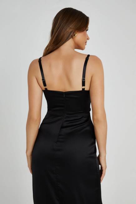 Kleidung Meshki Cleo Satinkleid Schwarz 2F8B326