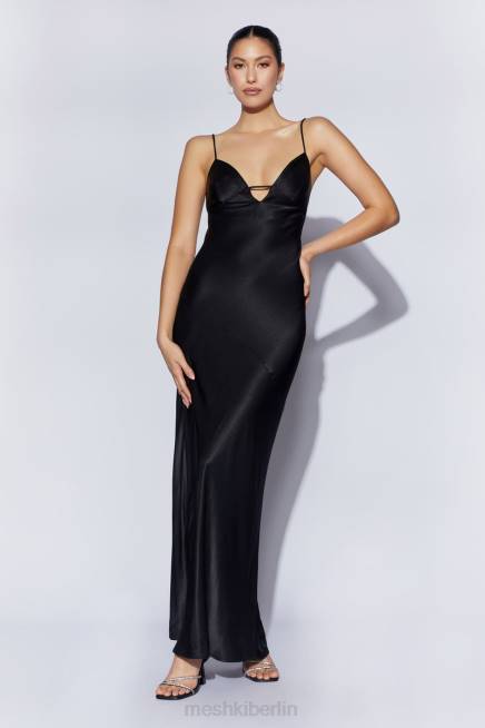Kleidung Meshki Cora Maxi-Slipkleid mit Binderücken Schwarz 2F8B709