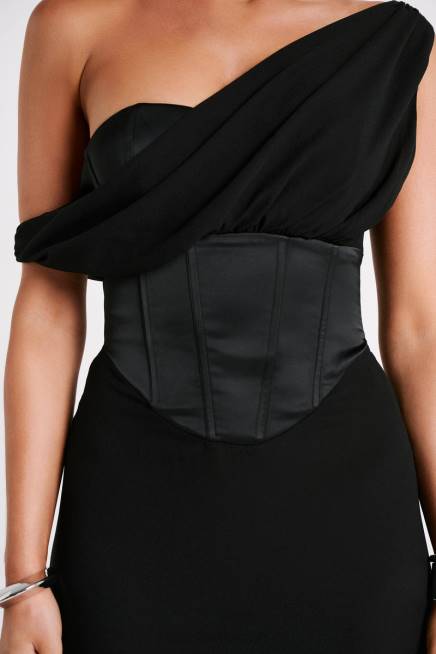 Kleidung Meshki Courtney Chiffon-Maxikleid Schwarz 2F8B80