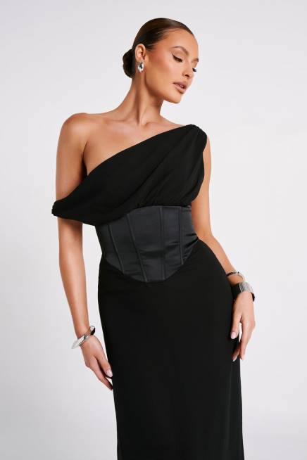 Kleidung Meshki Courtney Chiffon-Maxikleid Schwarz 2F8B80