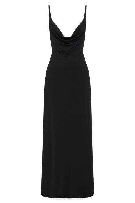 Kleidung Meshki Darcy-Maxikleid mit Wasserfallausschnitt und tiefem Rückenausschnitt Schwarz 2F8B372