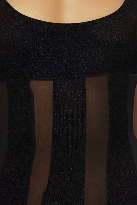 Kleidung Meshki Dominique-Maxikleid mit Einsätzen Schwarz 2F8B428