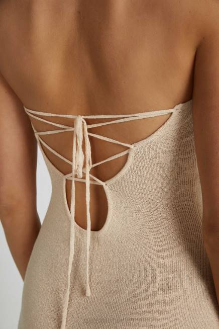 Kleidung Meshki Emmy trägerloses Strick-Maxikleid Weizen 2F8B155